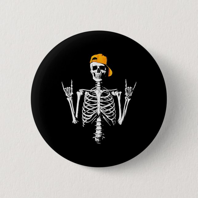 Skeleton Cap Skater Coola Halloween Punk Sten Mana Knapp (Framsida)
