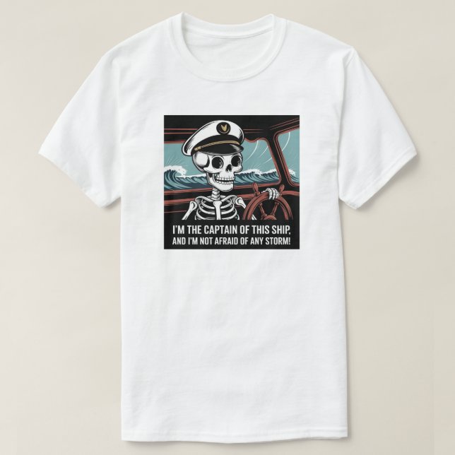 Skeleton Caption Shirt. Kommendörens Halloween-skj T Shirt (Design framsida)