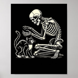 Skeleton Cat Art För manar Women Kattdjur Costume Poster