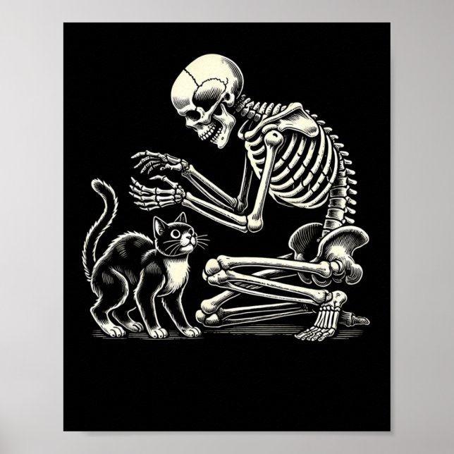 Skeleton Cat Art För manar Women Kattdjur Costume  Poster (Framsidan)