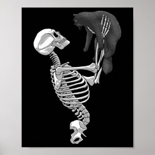 Skeleton Cat Art För manar Women Kattdjur Costume Poster