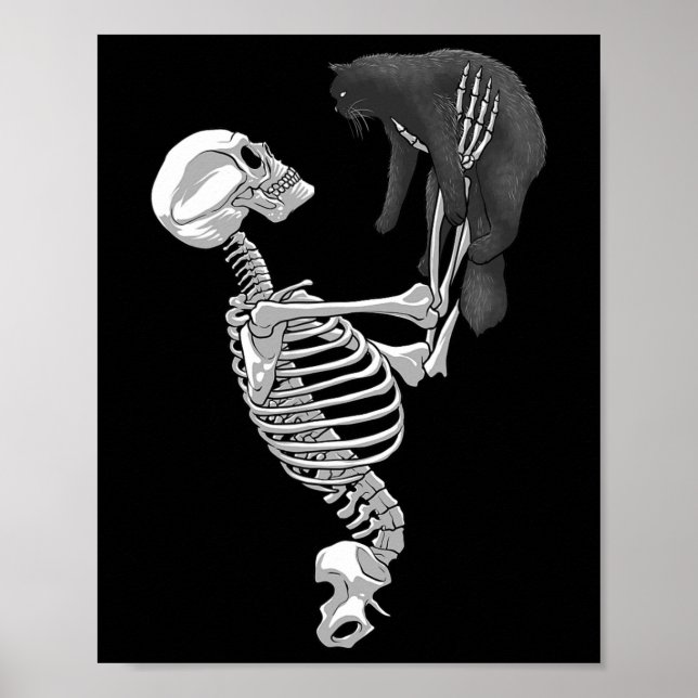 Skeleton Cat Art För manar Women Kattdjur Costume  Poster (Framsidan)