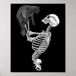 Skeleton Cat Art För manar Women Kattdjur Costume Poster