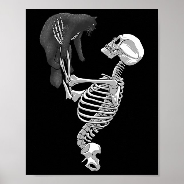Skeleton Cat Art För manar Women Kattdjur Costume  Poster (Framsidan)
