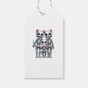 Skeleton Cat Family Bloing Bubble Gumme Cute and S Presentetikett
