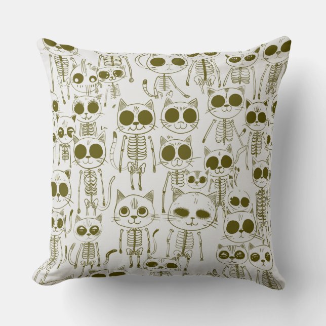 Skeleton Cat Fish Skeleton Bone Leggings Kudde (Framsida)