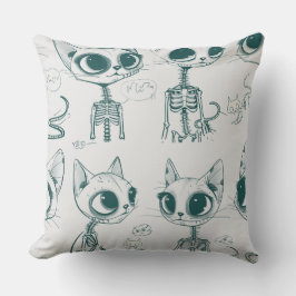 Skeleton Cat Fish Skeleton Bone Leggings Kudde