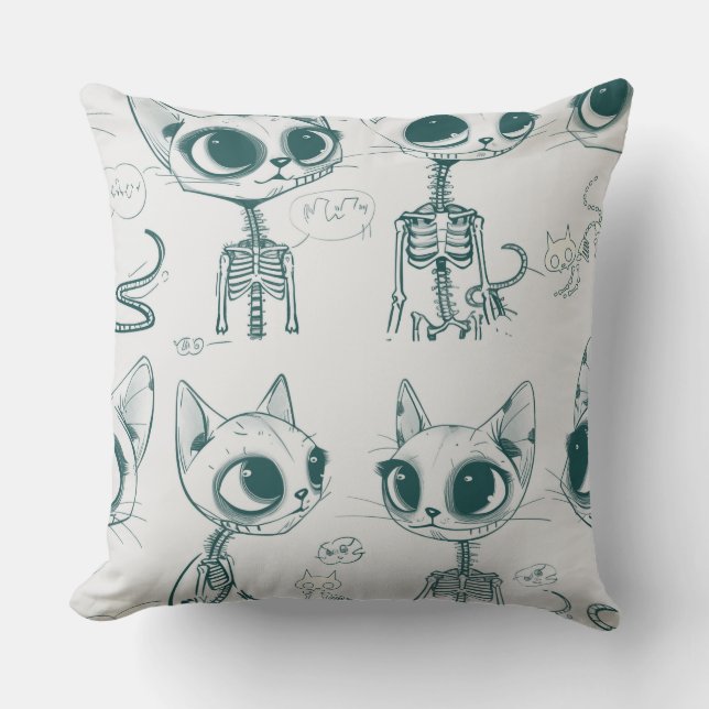 Skeleton Cat Fish Skeleton Bone Leggings Kudde (Framsida)