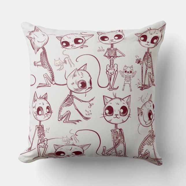 Skeleton Cat Fish Skeleton Bone Leggings Kudde (Framsida)