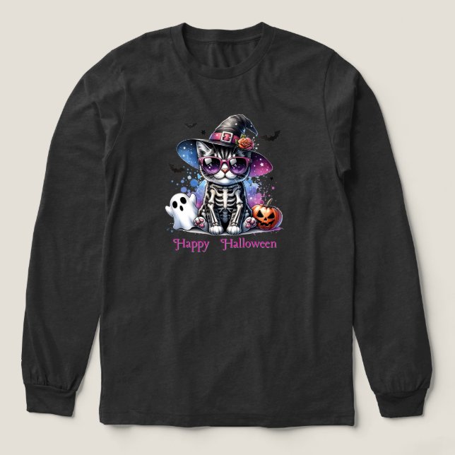 Skeleton Cat-Halloween Costumes T Shirt (Design framsida)