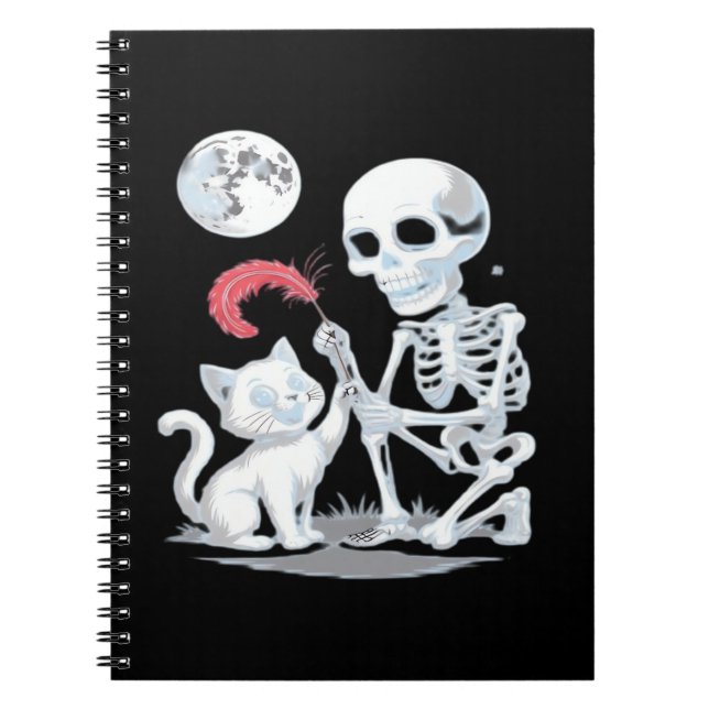 Skeleton Cat Halloween Funny Cute Spooky Essential Anteckningsbok (Framsidan)