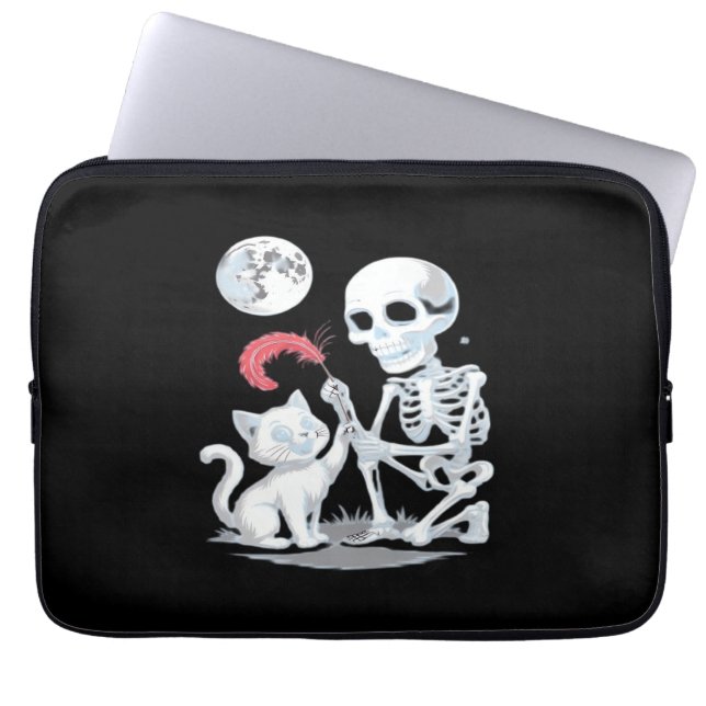 Skeleton Cat Halloween Funny Cute Spooky Essential Laptop Fodral (Framsidan)