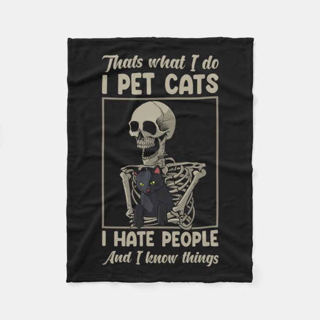 Skeleton Cat Kitten Älskare Grumpy Skull Kattunge  Fleecefilt (Framsidan)