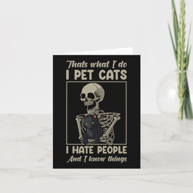 Skeleton Cat Kitten Älskare Grumpy Skull Kattunge  Kort (Framsida)