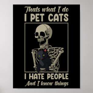 Skeleton Cat Kitten Älskare Grumpy Skull Kattunge Poster