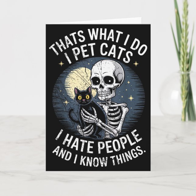 Skeleton Cat Kitten Lover Skull Kitty Pet Owner  Kort (Framsida)