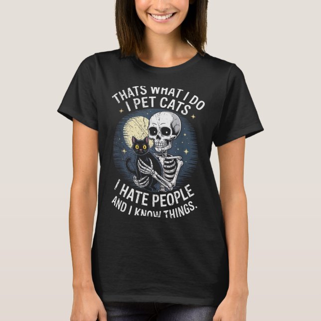 Skeleton Cat Kitten Lover Skull Kitty Pet Owner  T Shirt (Framsida)