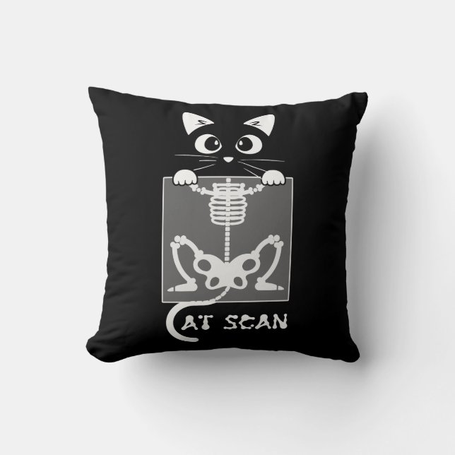 Skeleton Cat Scan Ct Scaning Funny X Ray Pun Meme Kudde (Framsida)