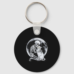 Skeleton Cat Skull Kattunge Cute Goth Halloween Co Nyckelring