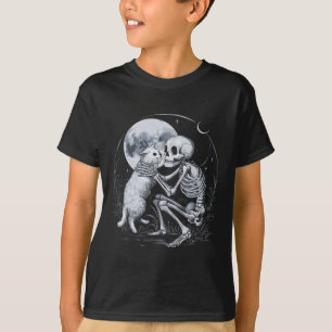 Skeleton Cat Skull Kattunge Cute Goth Halloween Co T Shirt