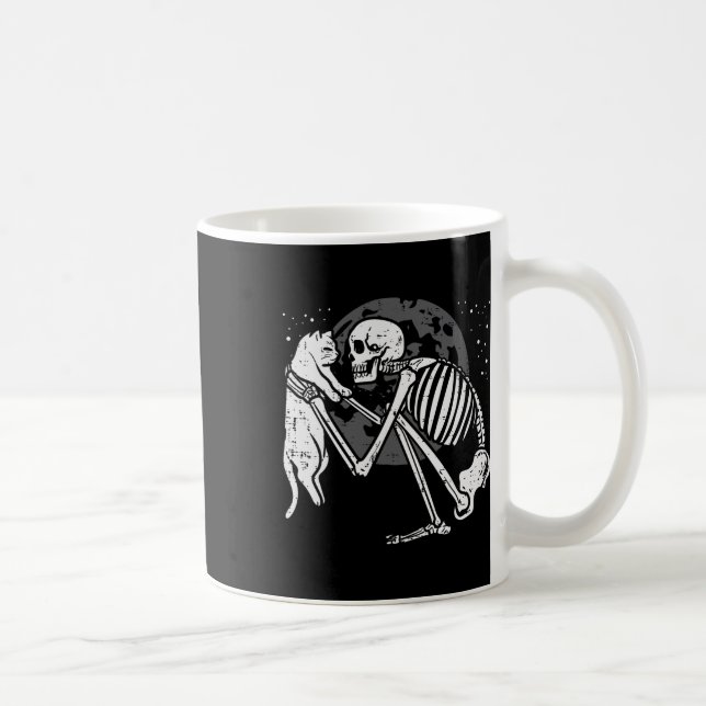 Skeleton Cat Skull Kattunge Cute Goth Halloween Ma Kaffemugg (Höger)