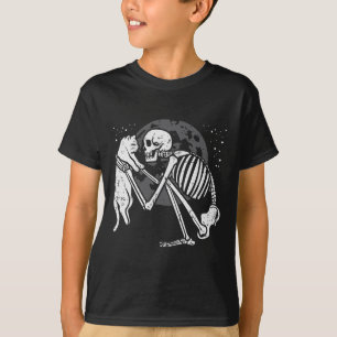 Skeleton Cat Skull Kattunge Cute Goth Halloween Ma T Shirt
