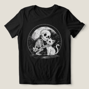 Skeleton Cat Skull Kattunge - Cute Goth Halloween T Shirt
