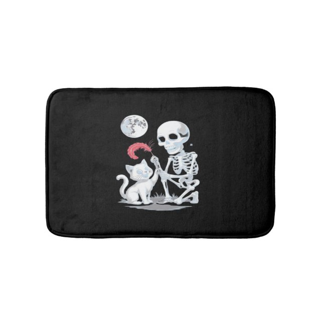 Skeleton Cat Skull kattunge Cute Halloween Design  Badrumsmatta (Framsidan)