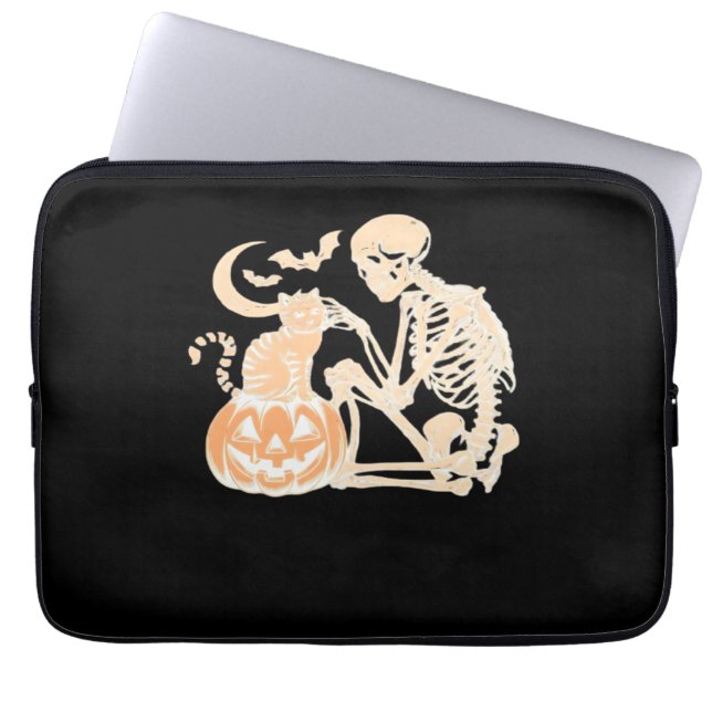 Skeleton Cat Skull kattunge Cute Halloween Design  Laptop Fodral (Framsidan)