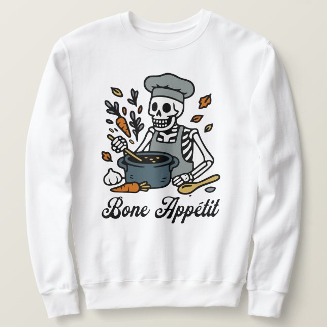 Skeleton Chef Halloween - Spooky Fall-kokning Lång Ärmad Tröja (Design framsida)