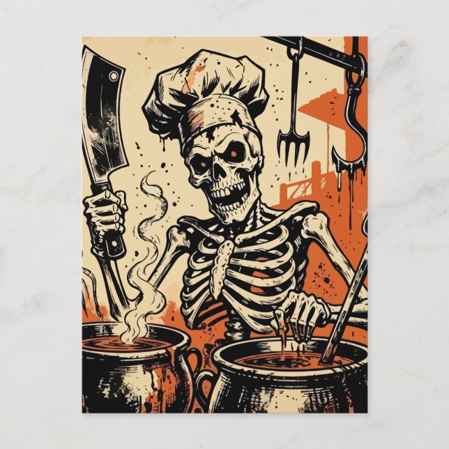 Skeleton Chef Helg Vykort (Framsida)
