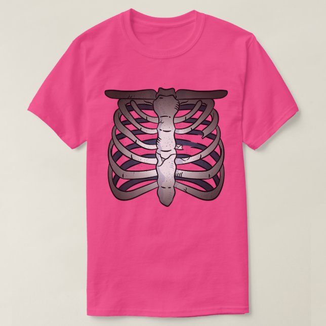Skeleton Chest Bones Tecknad Funny Anatomy Manar W T Shirt (Design framsida)