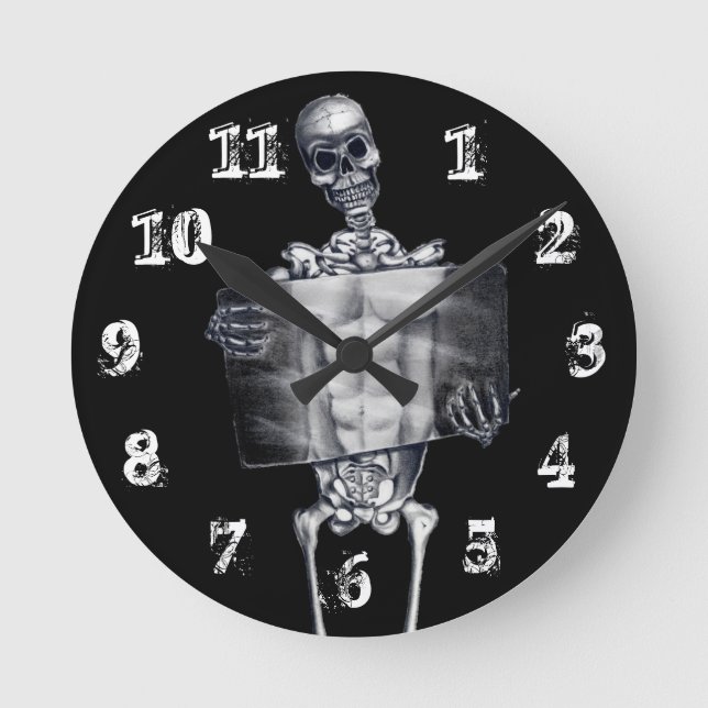 Skeleton Chest Xray Wall Clock Rund Klocka (Framsida)