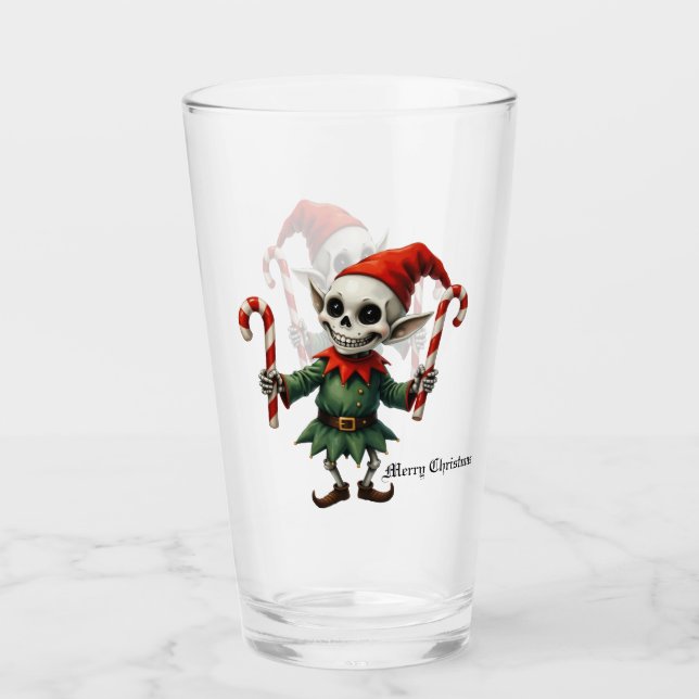 Skeleton Christmas Elf – Creepy Cute Dark Holiday  Glaskopp (Framsida)