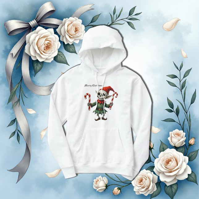 Skeleton Christmas Elf – Creepy Cute Dark Holiday  Hoodie (Skapare uppladdad)