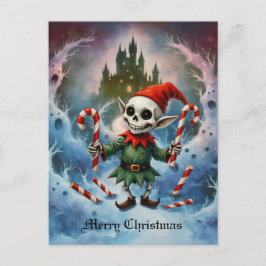 Skeleton Christmas Elf – Creepy Cute Dark Holiday Inbjudan Vykort
