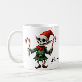 Skeleton Christmas Elf – Creepy Cute Dark Holiday Kaffemugg