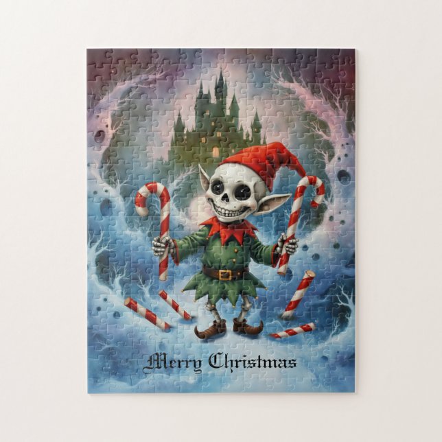 Skeleton Christmas Elf – Creepy Cute Dark Holiday  Pussel (Vertikal)