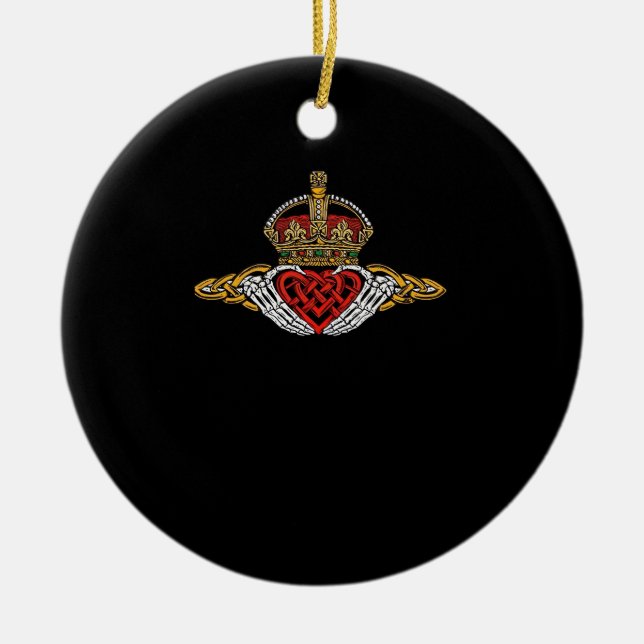 Skeleton Claddagh Färg Julgransprydnad Keramik (Framsidan)
