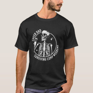Skeleton Coffee Cheer Pappa Överlevande Comp Helg  T Shirt