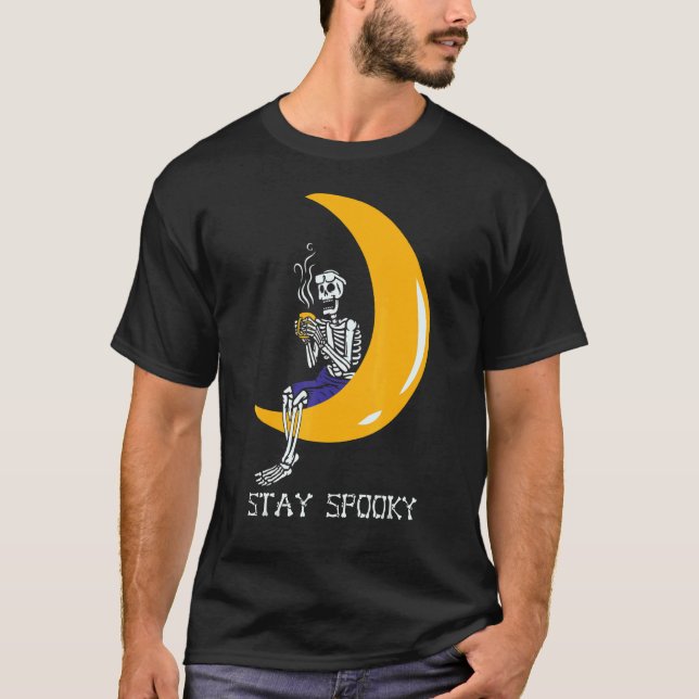 Skeleton Coffee Halloween Pumpkin Latte Drink Pump T Shirt (Framsida)