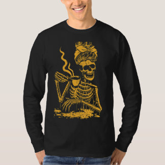 Skeleton Coffee Messy Bun Coffee T Shirt