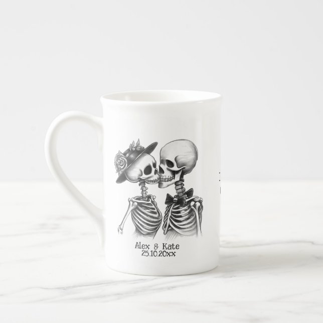 Skeleton Couple Benporslin Mugg (Vänster)