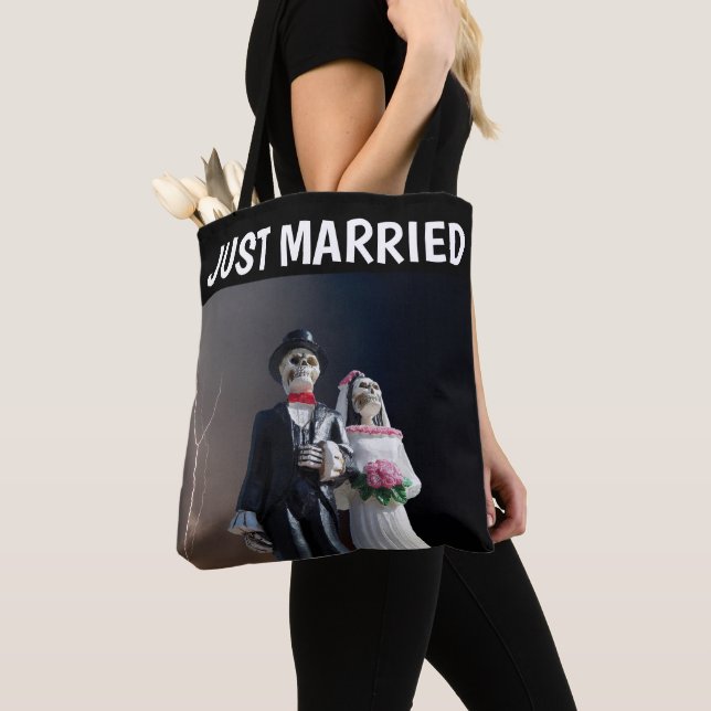 SKELETON COUPLE NY GIFTA BRÖLLOP TOTE PURS TYGKASSE (Närbild)