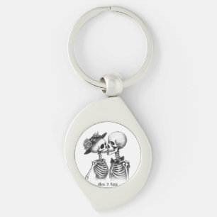 Skeleton Couple Swirl Silverfärgad Nyckelring