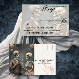 Skeleton Couple Til Death do us part OSA QR Inbjudan Vykort