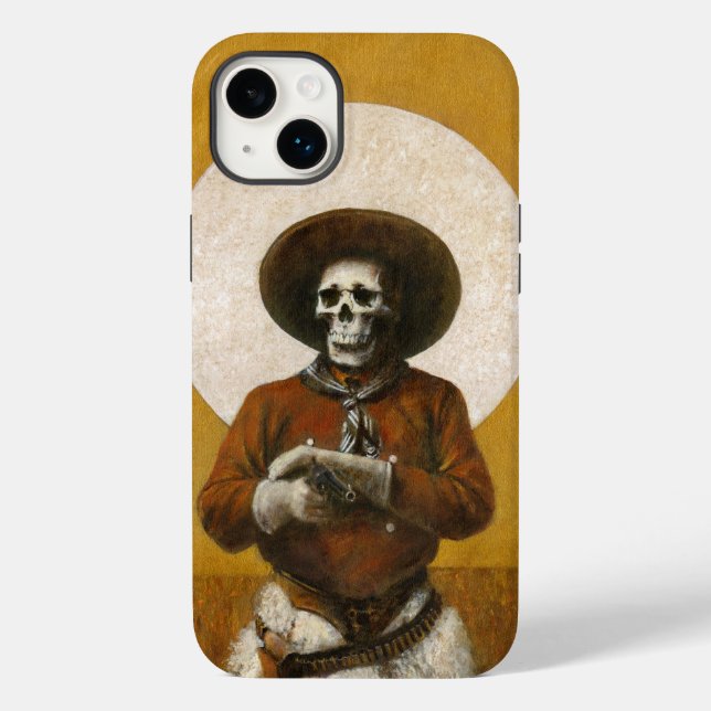 Skeleton Cowboy på Guld iphone case (Baksida)