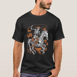 Skeleton Cowboy Riding Horse Halloween Costume Man T Shirt