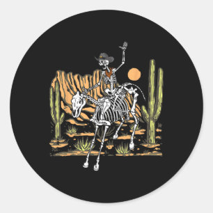 Skeleton Cowboy Riding Horse Halloween Rider Costu Runt Klistermärke