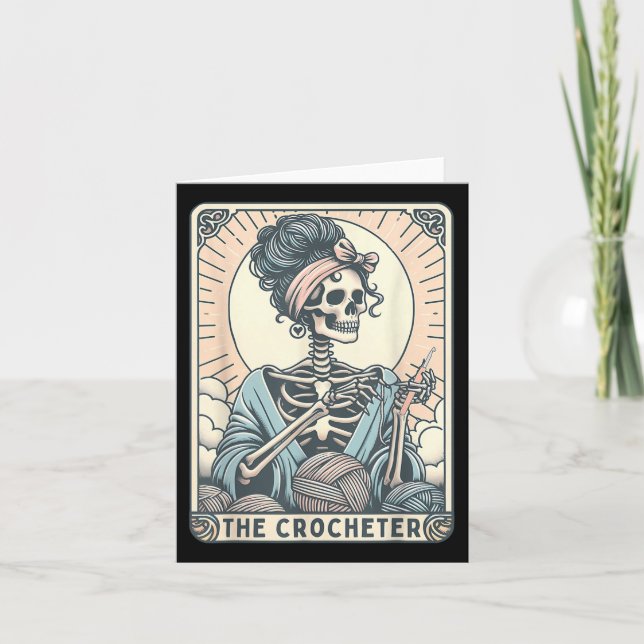 Skeleton Crocheter Mamma Tarot Card Knitter Croc Kort (Framsida)